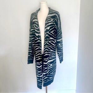 Long open front Zebra cardigan
